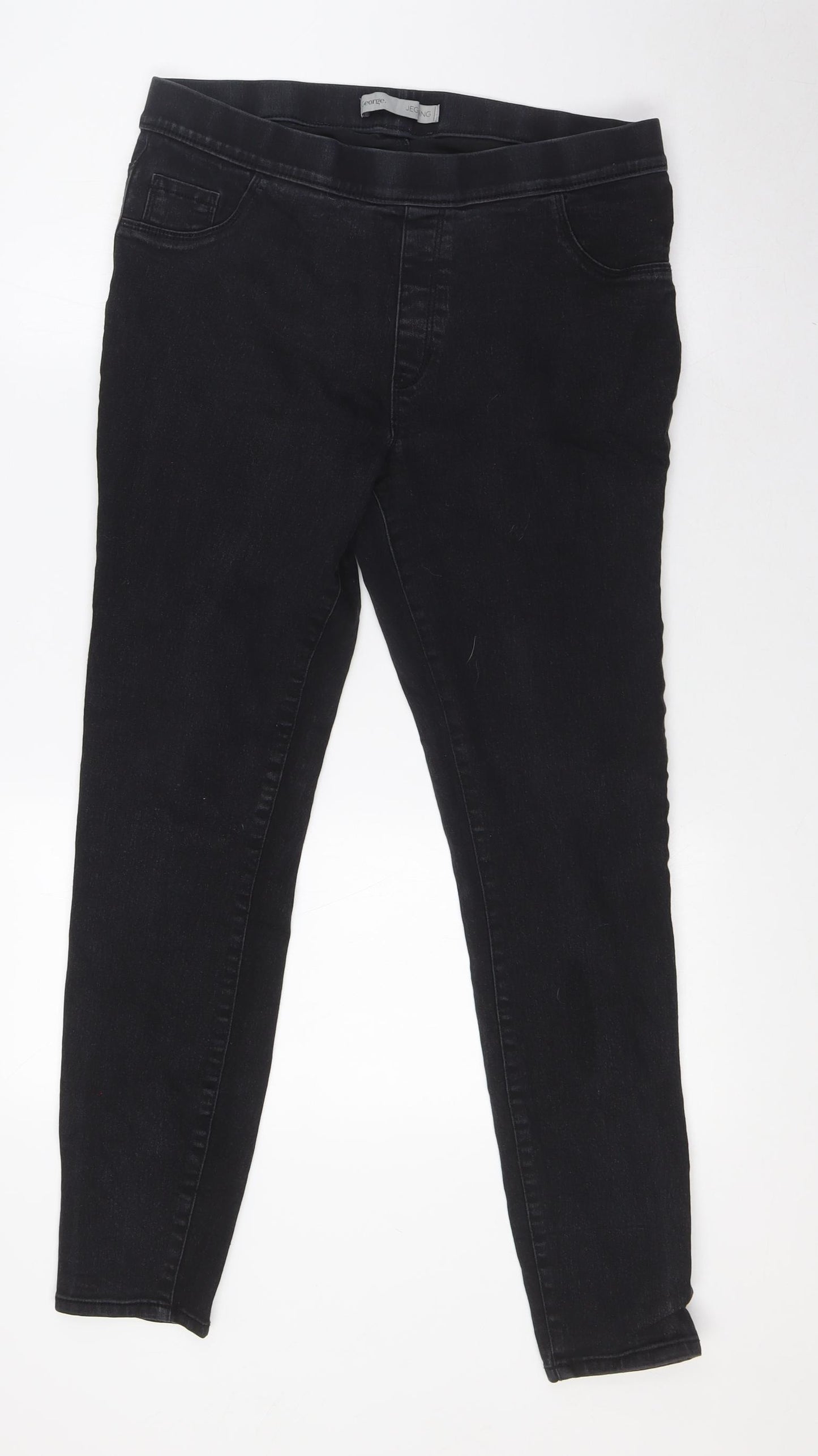 George Womens Black Cotton Jegging Jeans Size 14 L28 in Regular