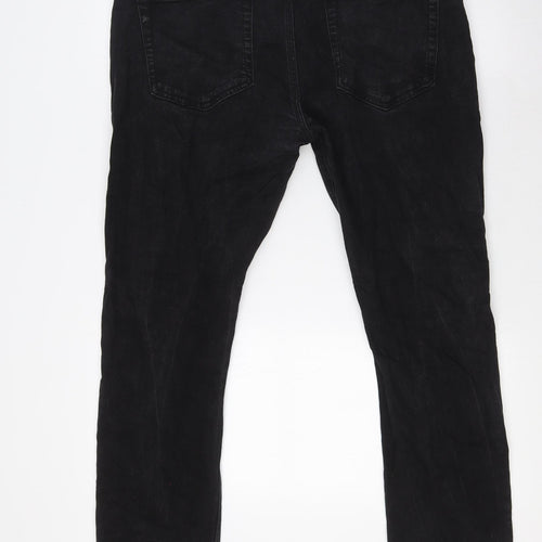 French Connection Mens Black Cotton Straight Jeans Size 36 in L30 in Slim Button