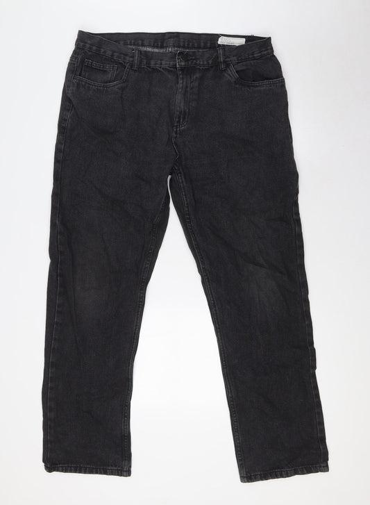 Denim365 Mens Black Cotton Straight Jeans Size 36 in L31 in Regular Zip