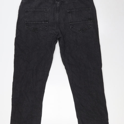 Denim365 Mens Black Cotton Straight Jeans Size 36 in L31 in Regular Zip