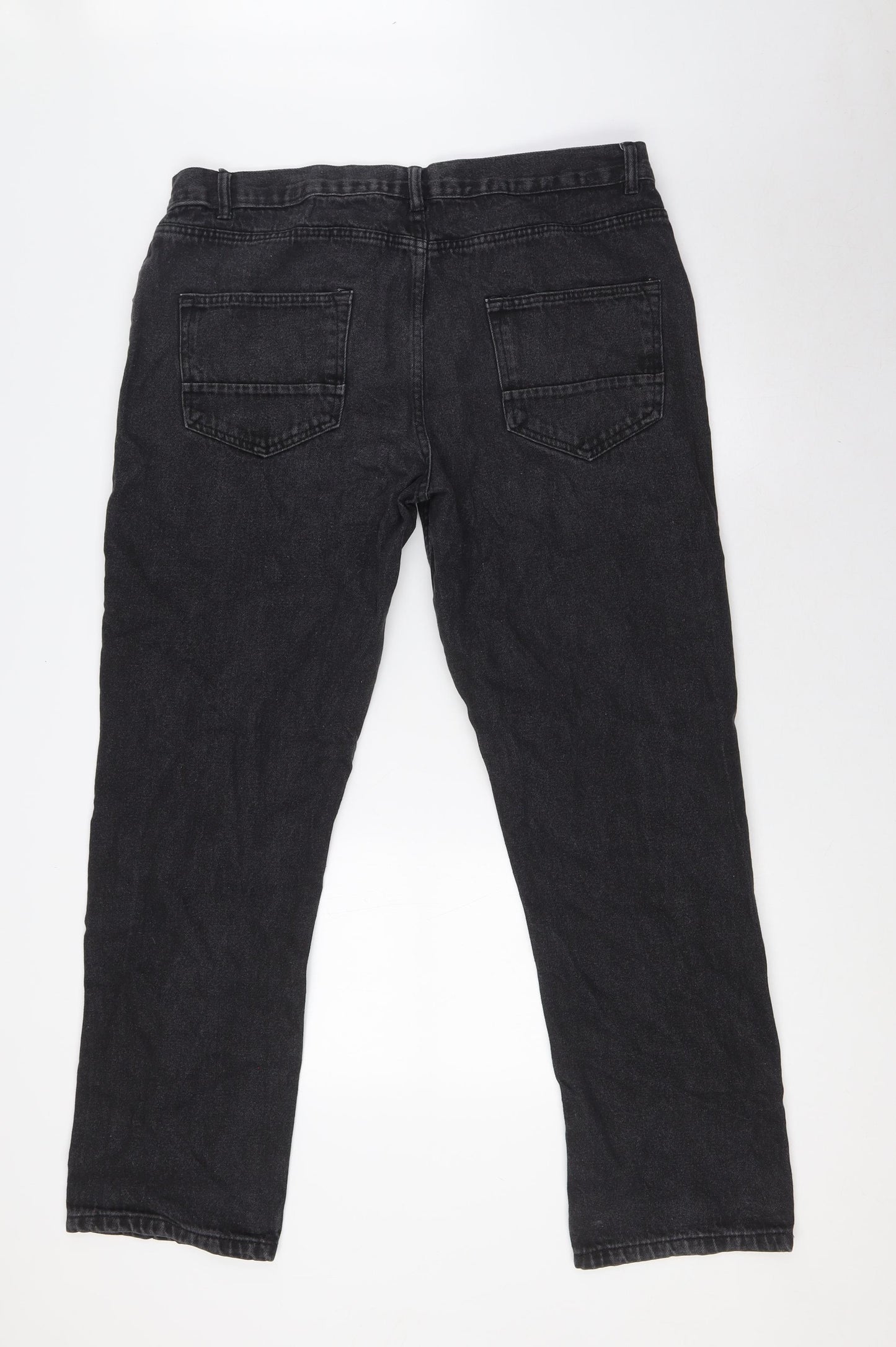 Denim365 Mens Black Cotton Straight Jeans Size 36 in L31 in Regular Zip