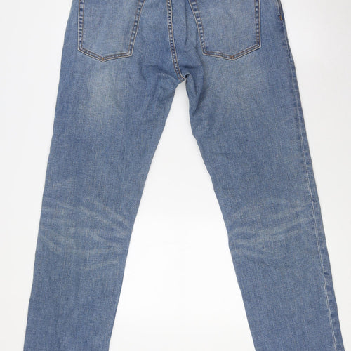 Gap Mens Blue Cotton Straight Jeans Size 30 in L31 in Extra-Slim Zip