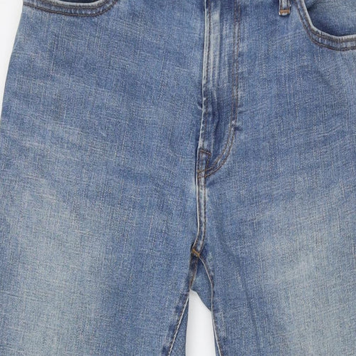 Gap Mens Blue Cotton Straight Jeans Size 30 in L31 in Extra-Slim Zip