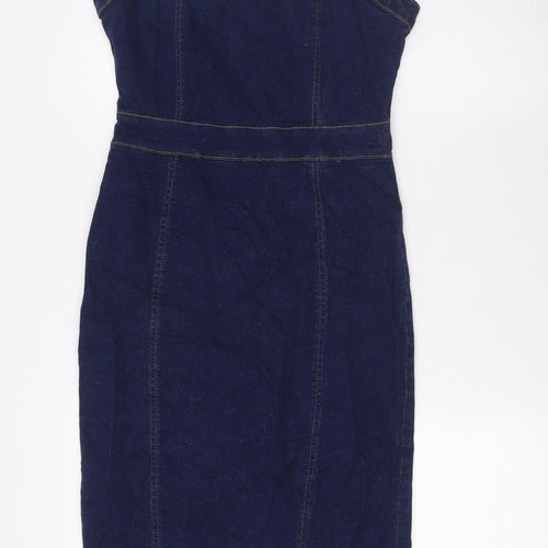 PARISIAN Womens Blue Cotton Pinafore/Dungaree Dress Size 10 Square Neck