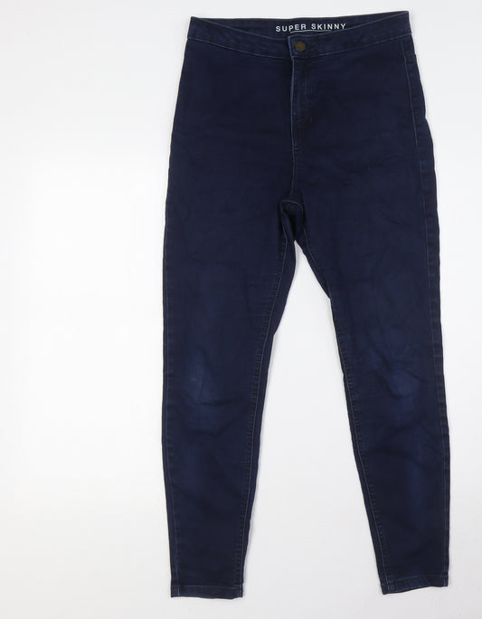 Marks and Spencer Womens Blue Cotton Skinny Jeans Size 12 L26 in Slim Button