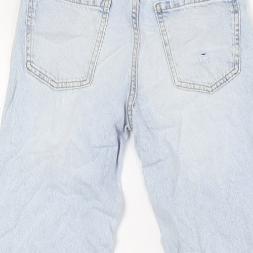 Zara Womens Blue Cotton Straight Jeans Size 10 L24 in Regular Button