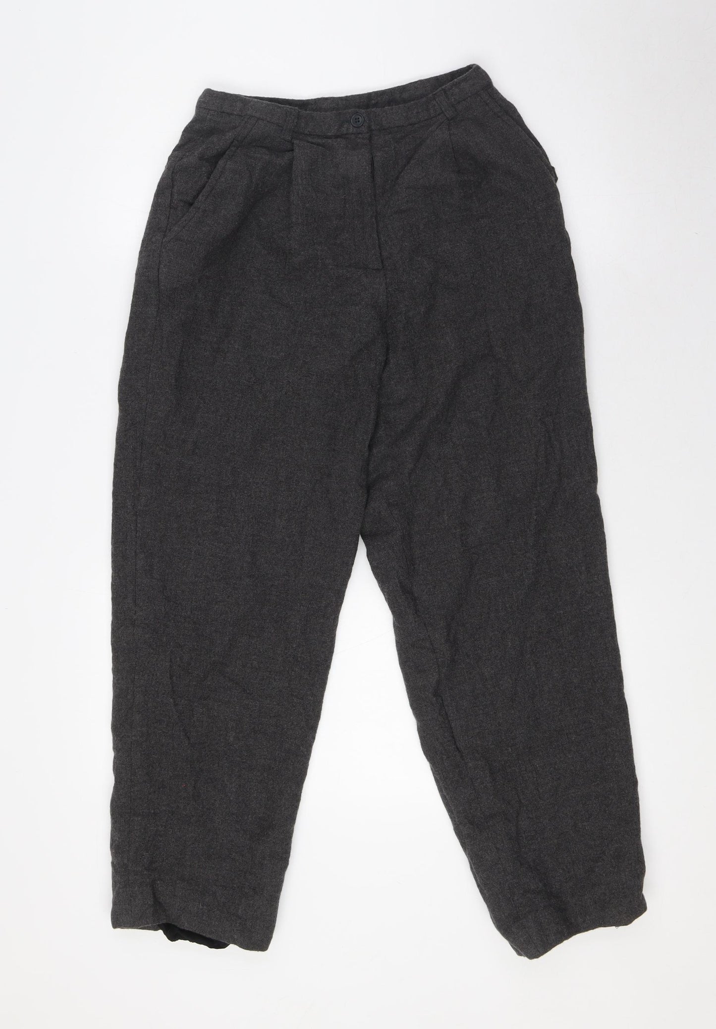 Bridgewater Womens Grey Wool Trousers Size 10 L27 in Regular Button - Linned