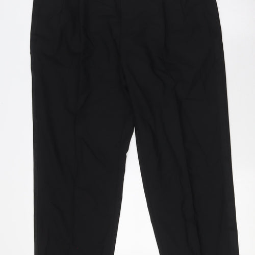 Marks and Spencer Mens Black Wool Dress Pants Trousers Size 34 in L29 in Regular Hook & Eye