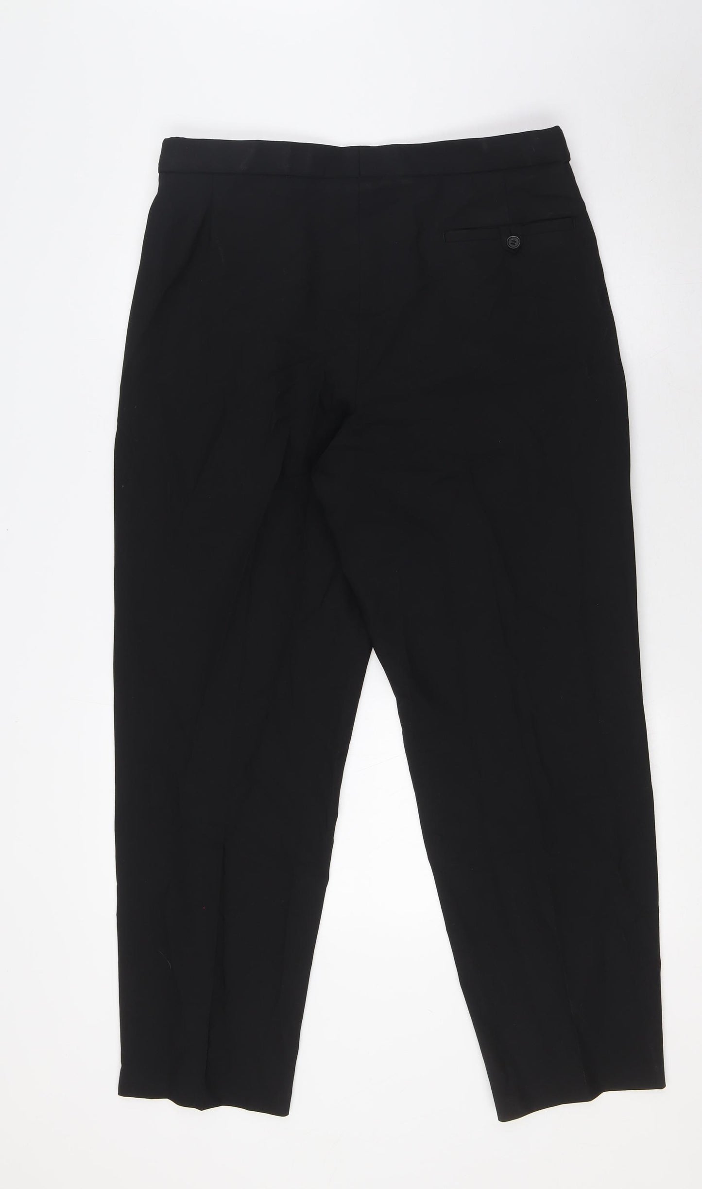 Marks and Spencer Mens Black Wool Dress Pants Trousers Size 34 in L29 in Regular Hook & Eye