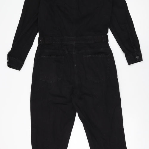 Denim Co Womens Black Cotton Jumpsuit One-Piece Size 12 L28 in Button