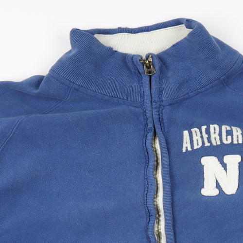 Abercrombie & Fitch Mens Blue Cotton Full Zip Sweatshirt Size XL - Distressed Hem