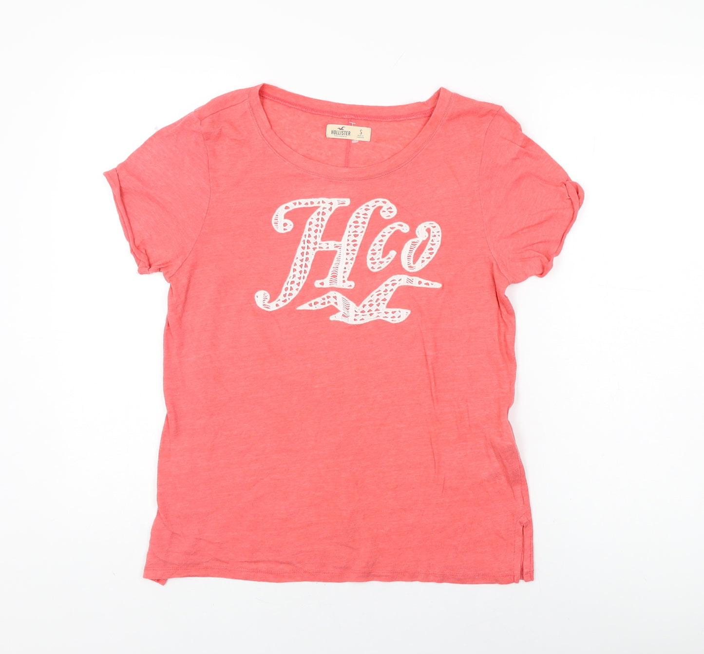 Hollister Womens Pink Cotton Basic T-Shirt Size S Round Neck