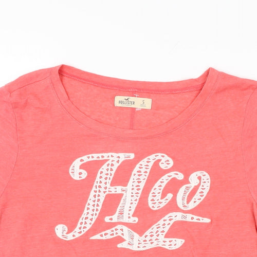 Hollister Womens Pink Cotton Basic T-Shirt Size S Round Neck