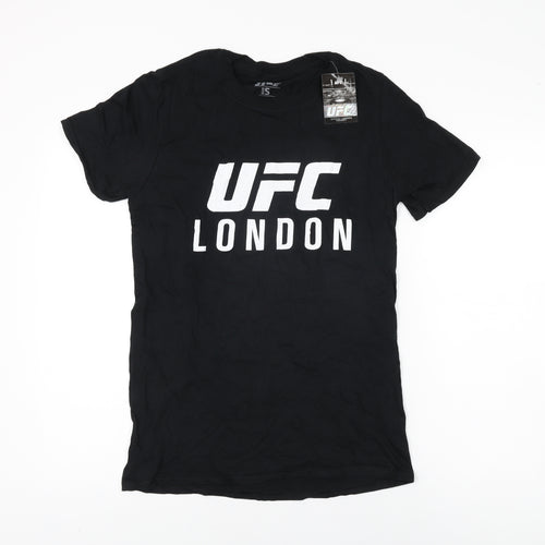 UFC Womens Black Cotton Basic T-Shirt Size S Round Neck