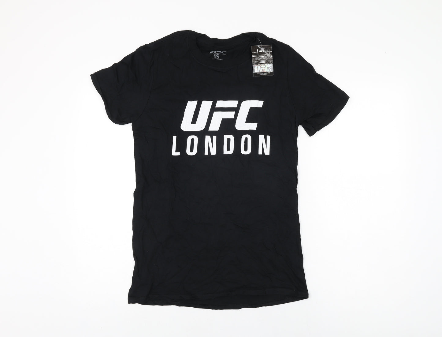 UFC Womens Black Cotton Basic T-Shirt Size S Round Neck