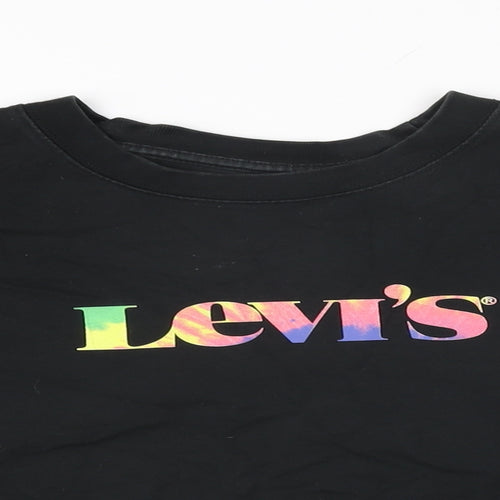 Levi's Womens Black Cotton Cropped T-Shirt Size S Round Neck