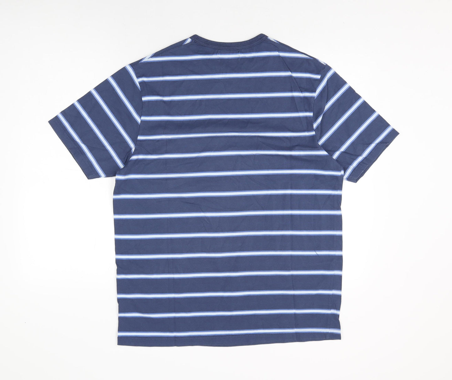 Blue Harbour Mens Blue Striped Cotton T-Shirt Size M Round Neck