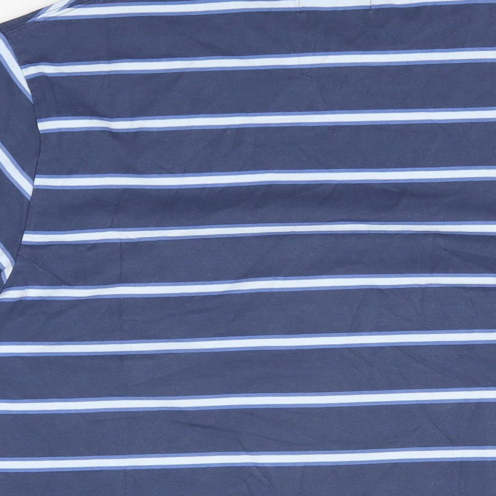 Blue Harbour Mens Blue Striped Cotton T-Shirt Size M Round Neck