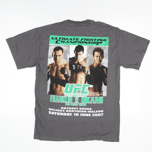 UFC Mens Grey Cotton T-Shirt Size M Round Neck