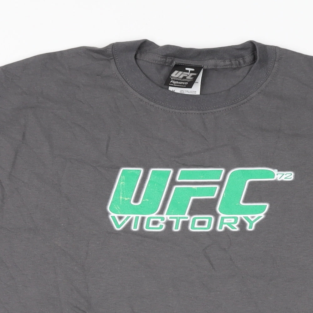 UFC Mens Grey Cotton T-Shirt Size M Round Neck