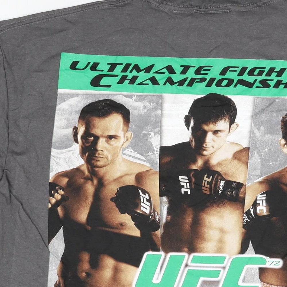 UFC Mens Grey Cotton T-Shirt Size M Round Neck