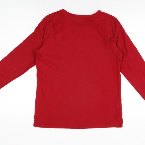 Lands' End Womens Red Cotton Basic T-Shirt Size S Round Neck