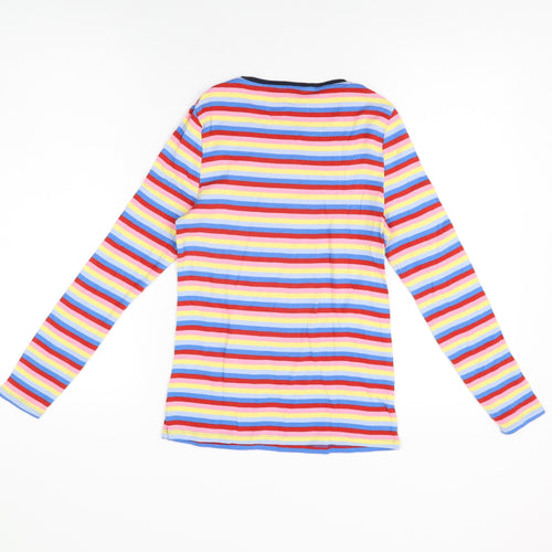 Marks and Spencer Womens Multicoloured Striped Cotton Basic T-Shirt Size 12 Round Neck