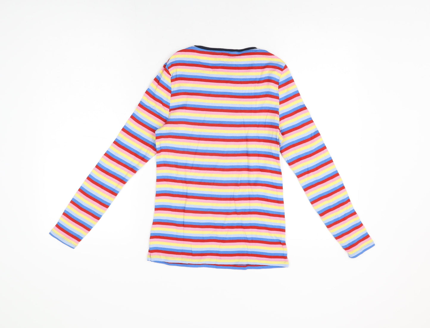 Marks and Spencer Womens Multicoloured Striped Cotton Basic T-Shirt Size 12 Round Neck