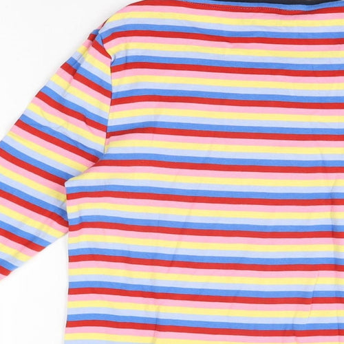 Marks and Spencer Womens Multicoloured Striped Cotton Basic T-Shirt Size 12 Round Neck