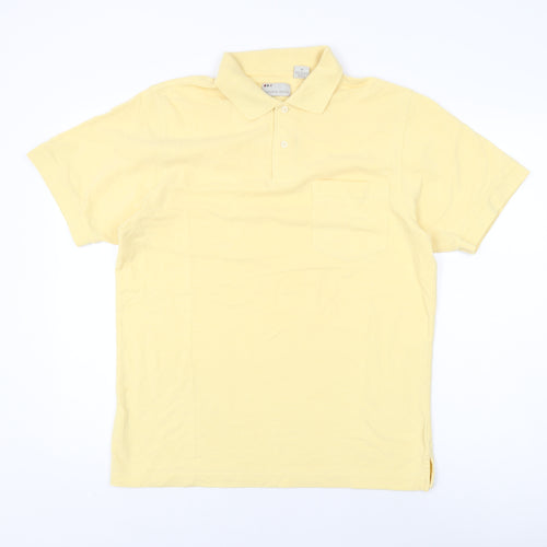 Natural Issue Mens Yellow Cotton Polo Size M Collared Button