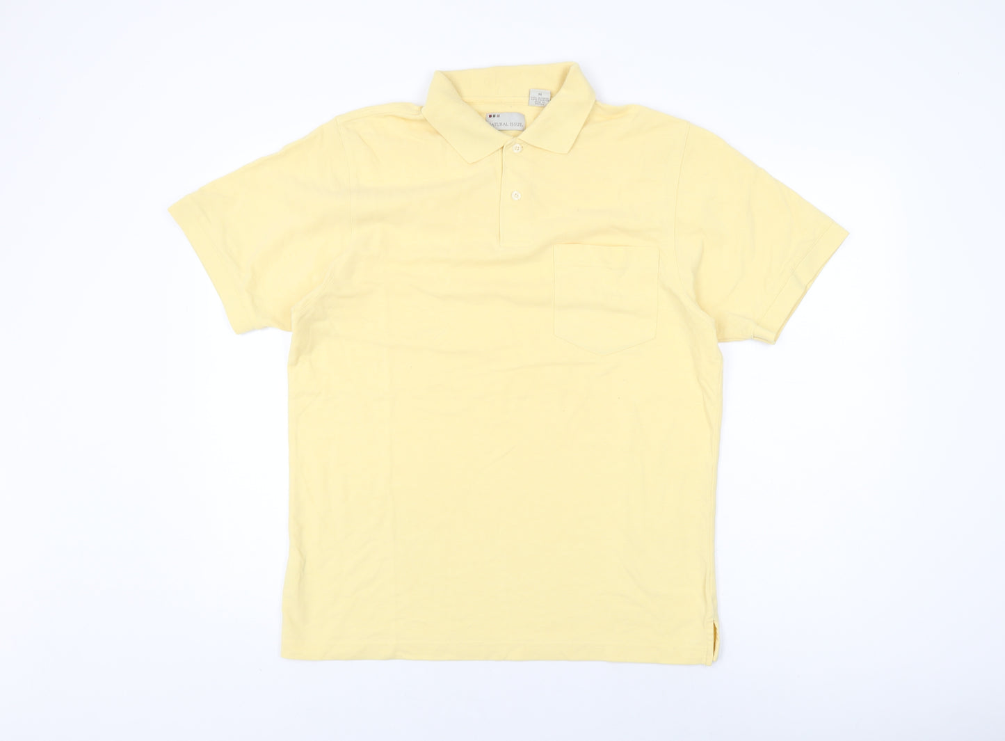 Natural Issue Mens Yellow Cotton Polo Size M Collared Button