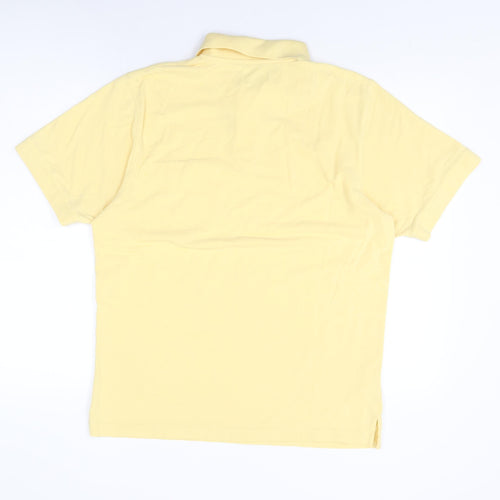 Natural Issue Mens Yellow Cotton Polo Size M Collared Button