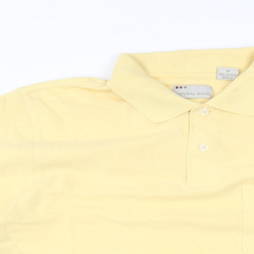 Natural Issue Mens Yellow Cotton Polo Size M Collared Button