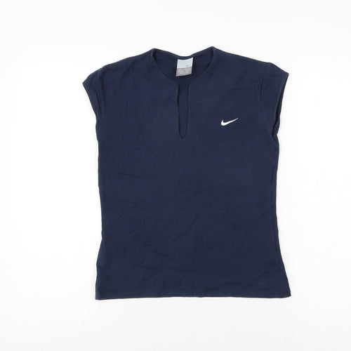 Nike Womens Blue Cotton Basic T-Shirt Size 14 V-Neck