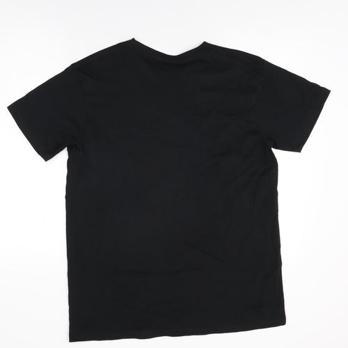 Talkingheads Mens Black Cotton T-Shirt Size L Round Neck