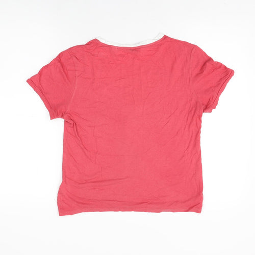 Jack Wills Womens Red Cotton Basic T-Shirt Size 14 Round Neck