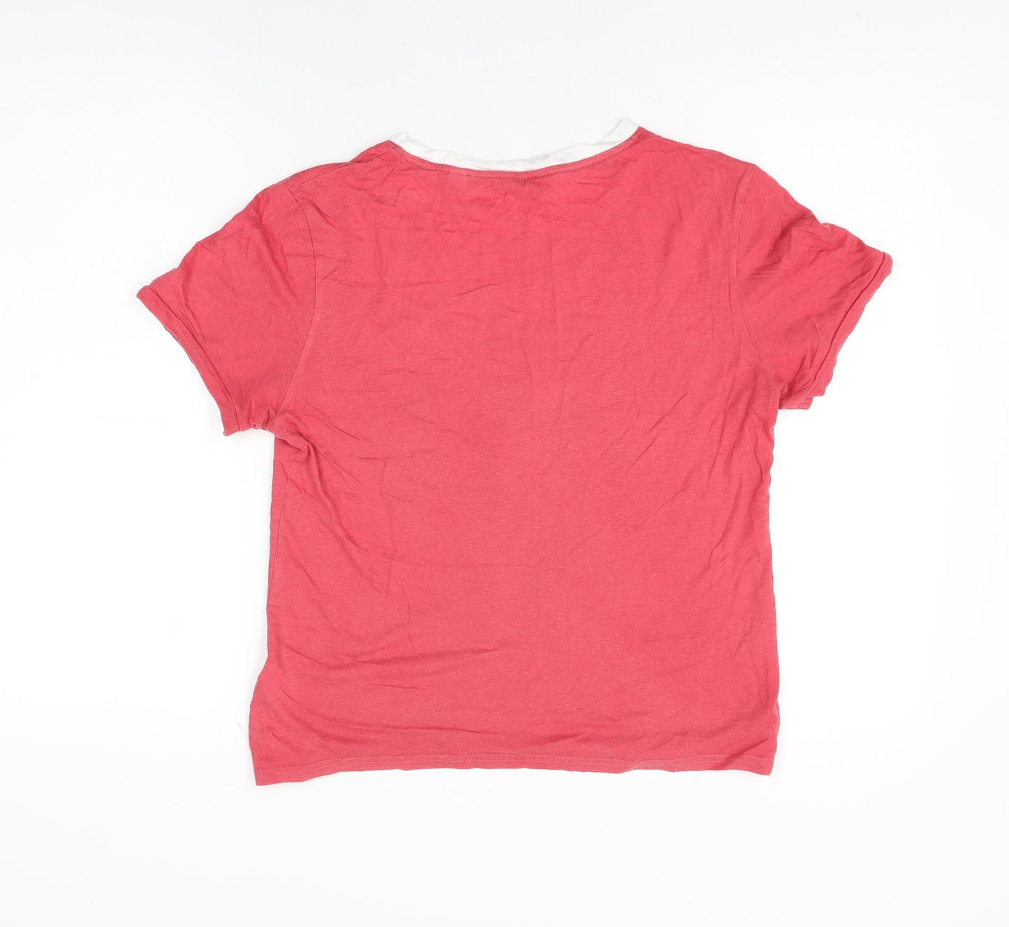 Jack Wills Womens Red Cotton Basic T-Shirt Size 14 Round Neck