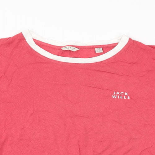 Jack Wills Womens Red Cotton Basic T-Shirt Size 14 Round Neck