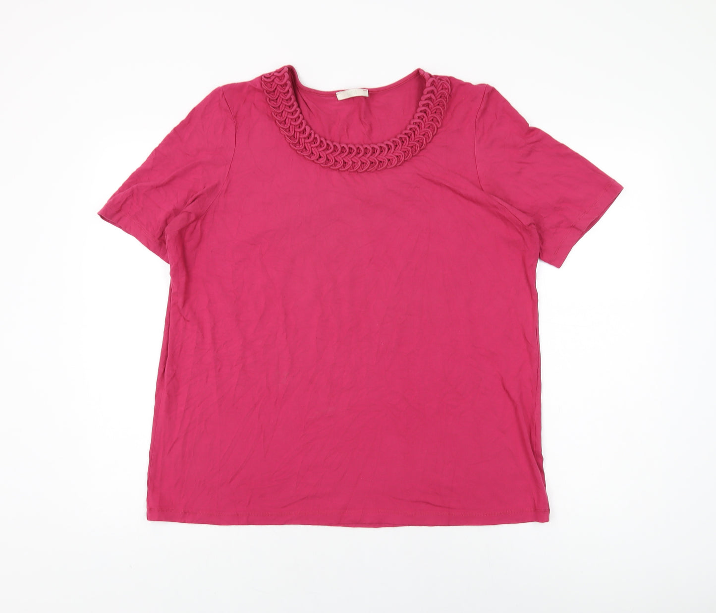 Marks and Spencer Womens Pink Viscose Basic T-Shirt Size 18 Round Neck