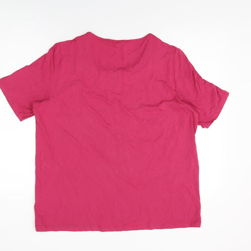 Marks and Spencer Womens Pink Viscose Basic T-Shirt Size 18 Round Neck