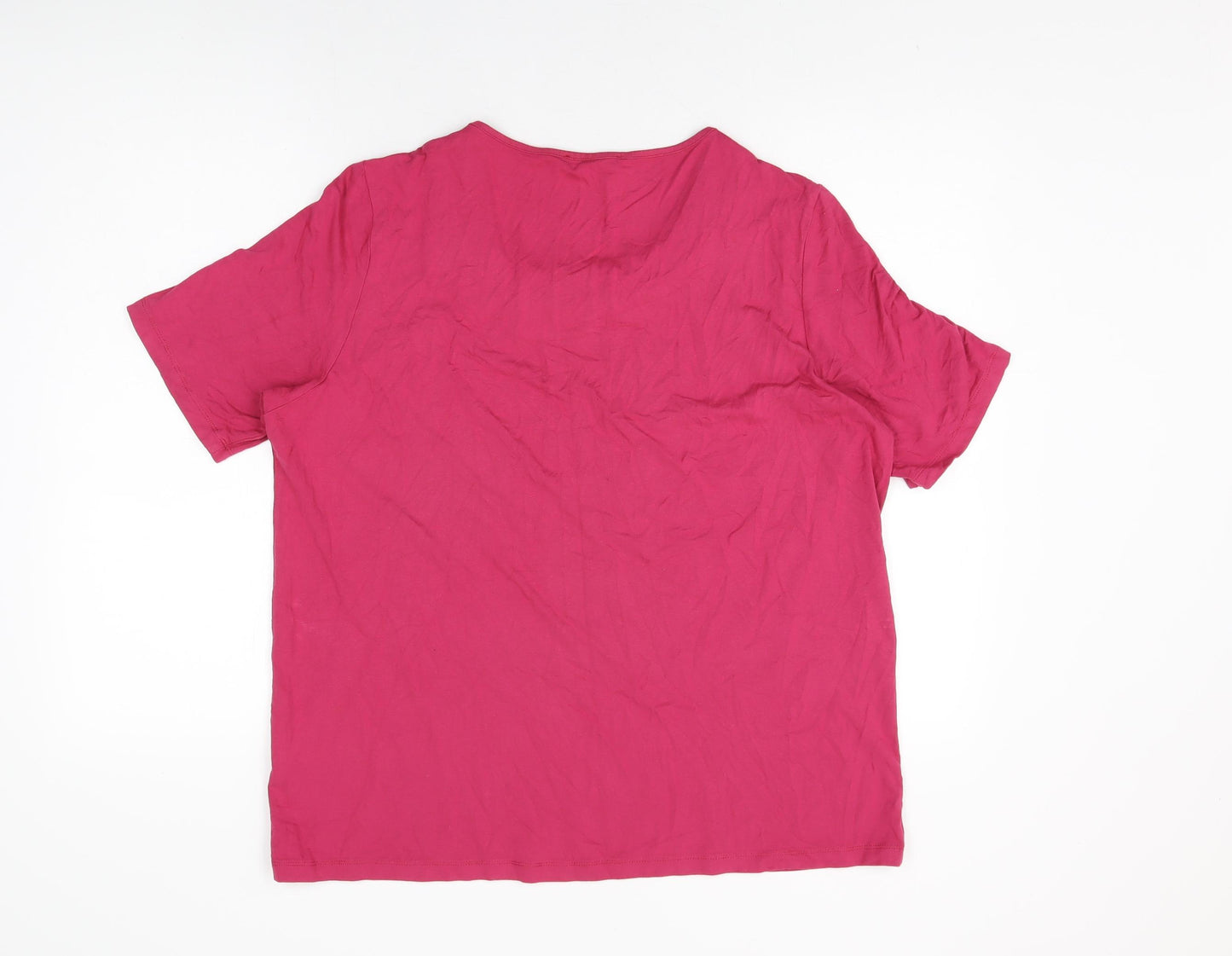 Marks and Spencer Womens Pink Viscose Basic T-Shirt Size 18 Round Neck