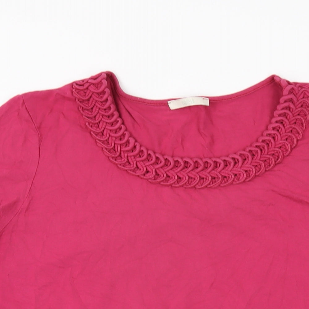 Marks and Spencer Womens Pink Viscose Basic T-Shirt Size 18 Round Neck