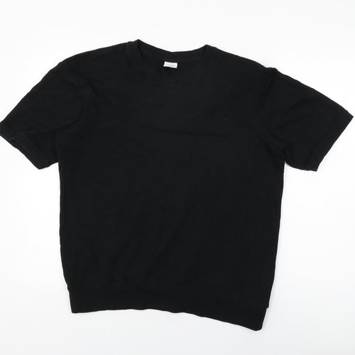 Zara Mens Black Cotton T-Shirt Size M Round Neck