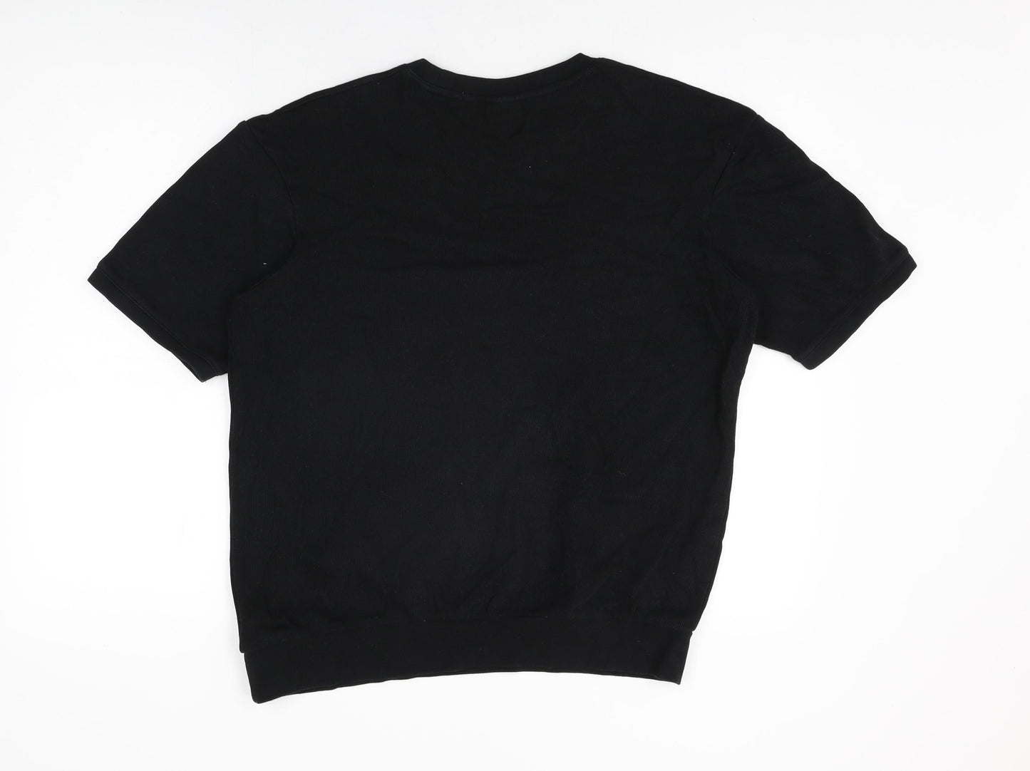 Zara Mens Black Cotton T-Shirt Size M Round Neck