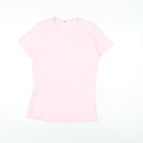 Marks and Spencer Womens Pink Cotton Basic T-Shirt Size 14 Round Neck