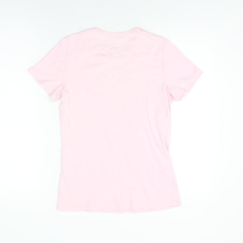 Marks and Spencer Womens Pink Cotton Basic T-Shirt Size 14 Round Neck