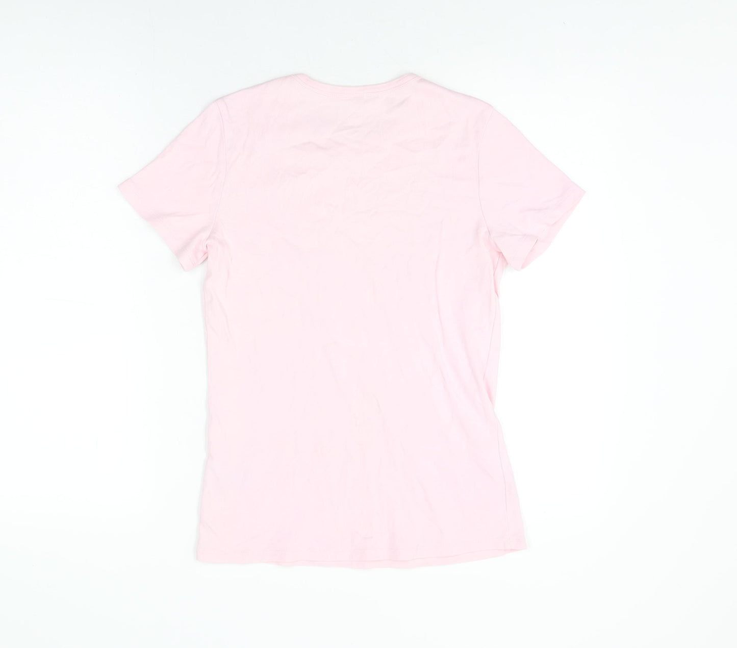 Marks and Spencer Womens Pink Cotton Basic T-Shirt Size 14 Round Neck