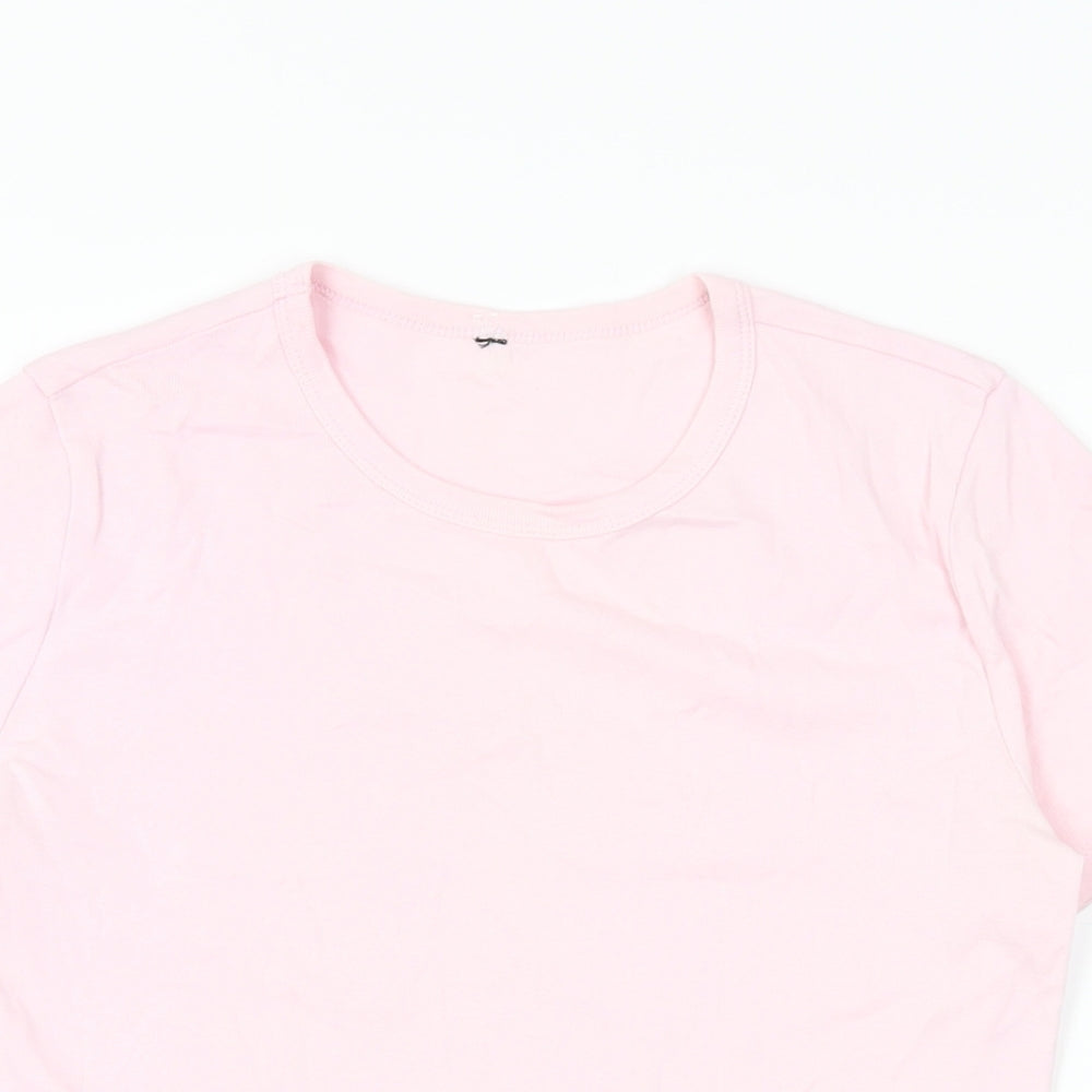 Marks and Spencer Womens Pink Cotton Basic T-Shirt Size 14 Round Neck