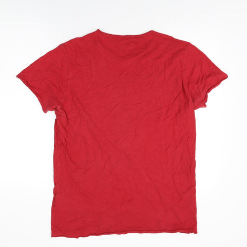 SALSA Mens Red Cotton T-Shirt Size L Round Neck