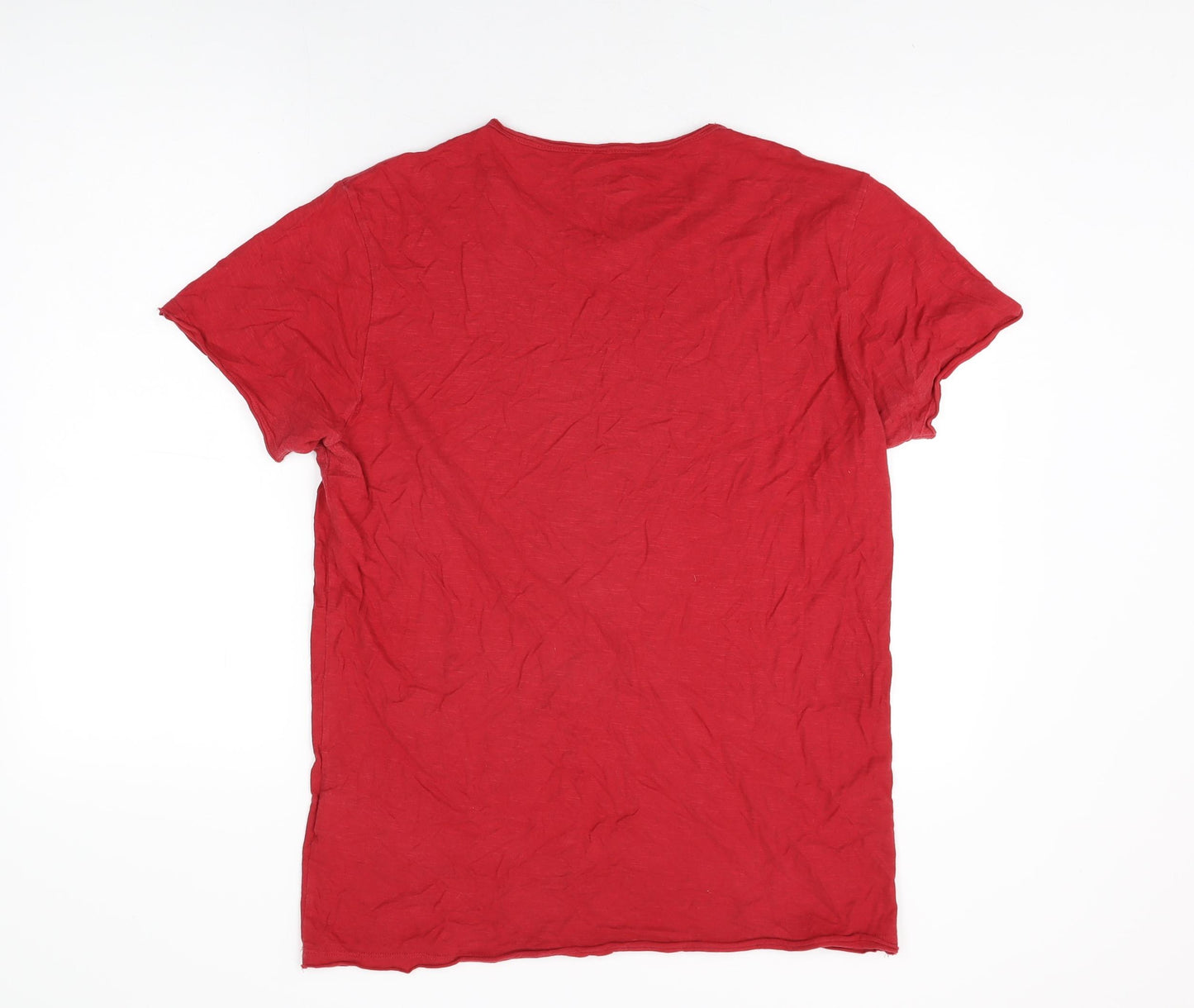 SALSA Mens Red Cotton T-Shirt Size L Round Neck